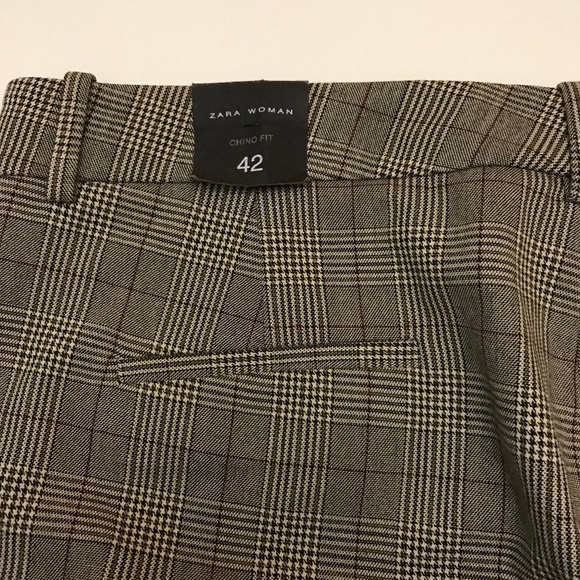 NWT Zara Woman Chino Fit Glen Plaid Checkered Pants Waist 36 - Picture 8 of 14